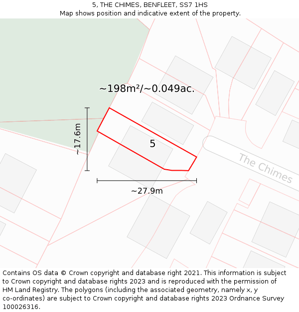 5, THE CHIMES, BENFLEET, SS7 1HS: Plot and title map