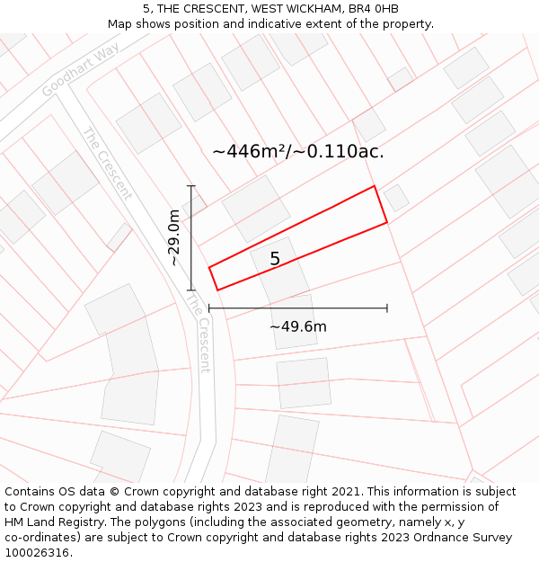 5, THE CRESCENT, WEST WICKHAM, BR4 0HB: Plot and title map