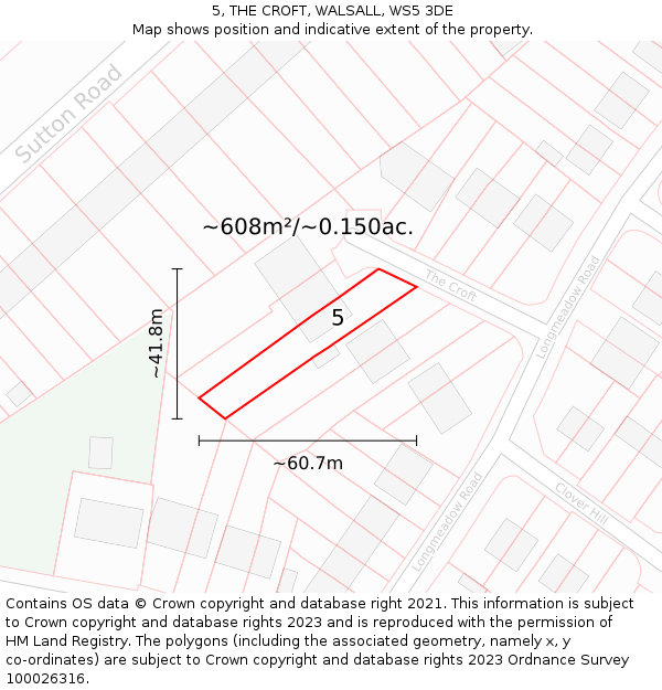 5, THE CROFT, WALSALL, WS5 3DE: Plot and title map