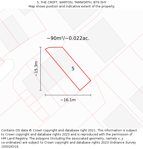 5, THE CROFT, WARTON, TAMWORTH, B79 0HY: Plot and title map