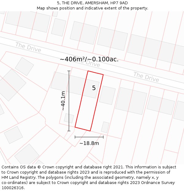 5, THE DRIVE, AMERSHAM, HP7 9AD: Plot and title map