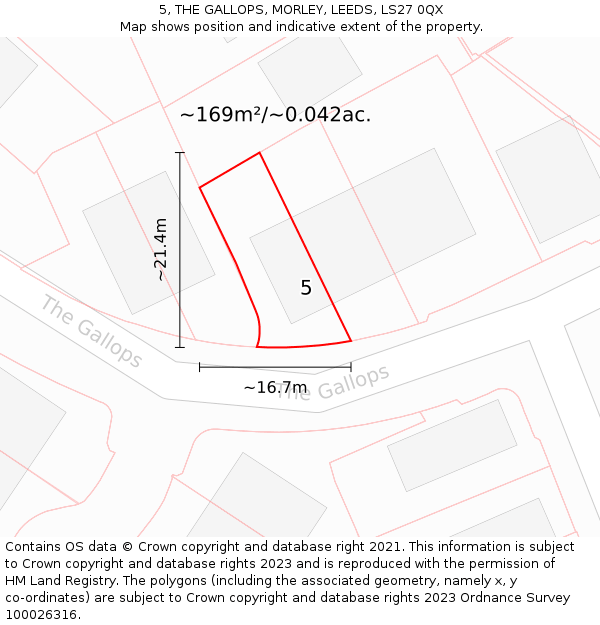 5, THE GALLOPS, MORLEY, LEEDS, LS27 0QX: Plot and title map