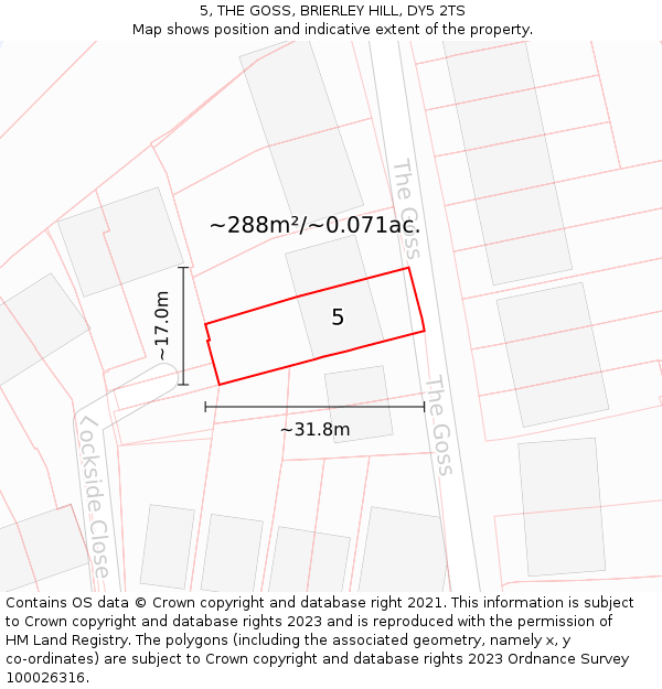 5, THE GOSS, BRIERLEY HILL, DY5 2TS: Plot and title map