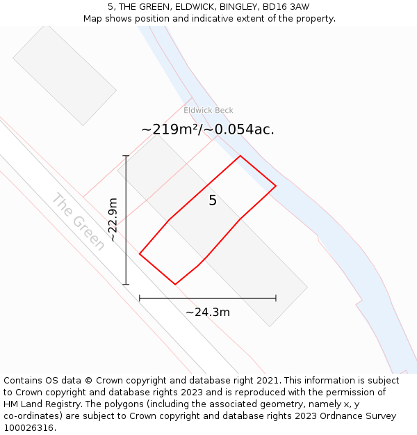 5, THE GREEN, ELDWICK, BINGLEY, BD16 3AW: Plot and title map