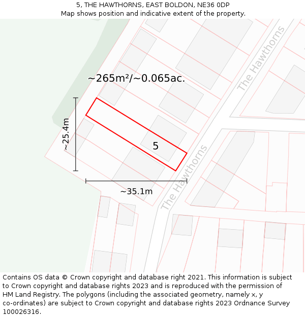 5, THE HAWTHORNS, EAST BOLDON, NE36 0DP: Plot and title map