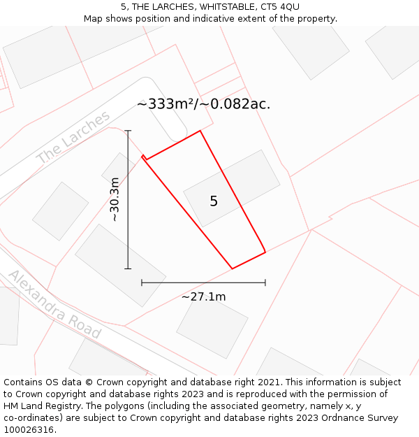 5, THE LARCHES, WHITSTABLE, CT5 4QU: Plot and title map