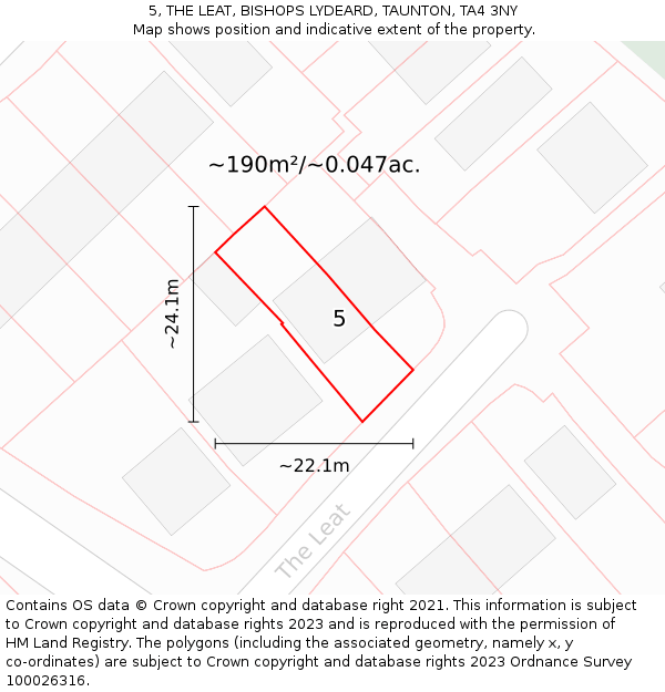 5, THE LEAT, BISHOPS LYDEARD, TAUNTON, TA4 3NY: Plot and title map