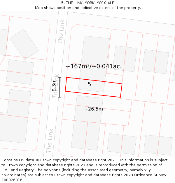 5, THE LINK, YORK, YO10 4LB: Plot and title map