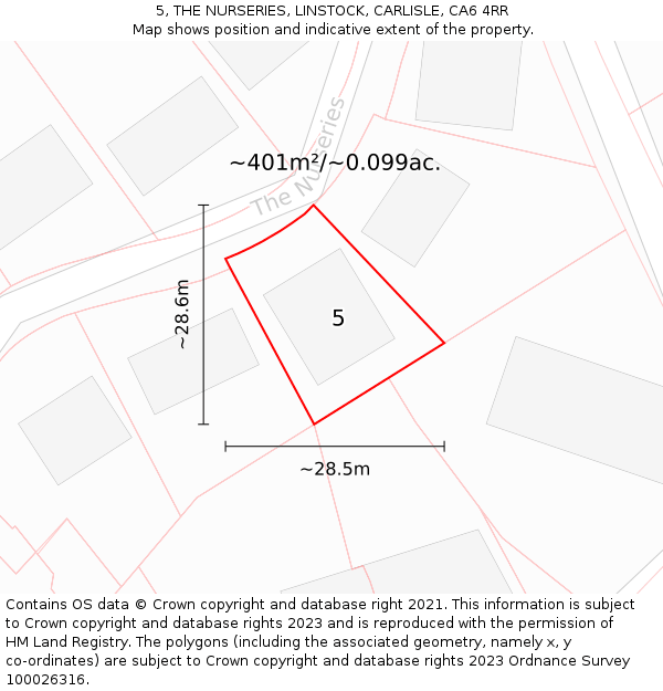 5, THE NURSERIES, LINSTOCK, CARLISLE, CA6 4RR: Plot and title map