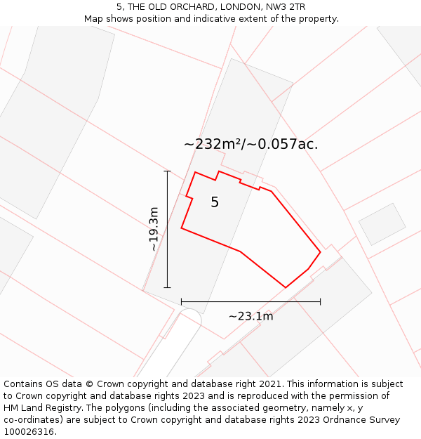 5, THE OLD ORCHARD, LONDON, NW3 2TR: Plot and title map