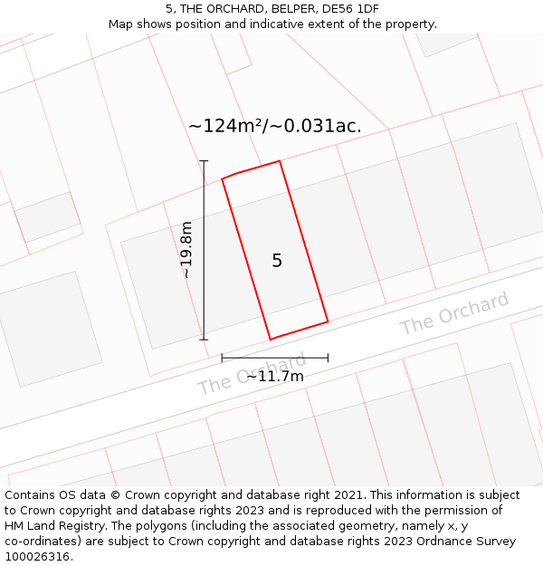 5, THE ORCHARD, BELPER, DE56 1DF: Plot and title map