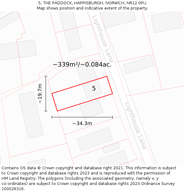 5, THE PADDOCK, HAPPISBURGH, NORWICH, NR12 0PU: Plot and title map