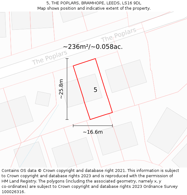 5, THE POPLARS, BRAMHOPE, LEEDS, LS16 9DL: Plot and title map