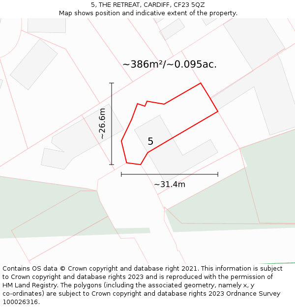 5, THE RETREAT, CARDIFF, CF23 5QZ: Plot and title map