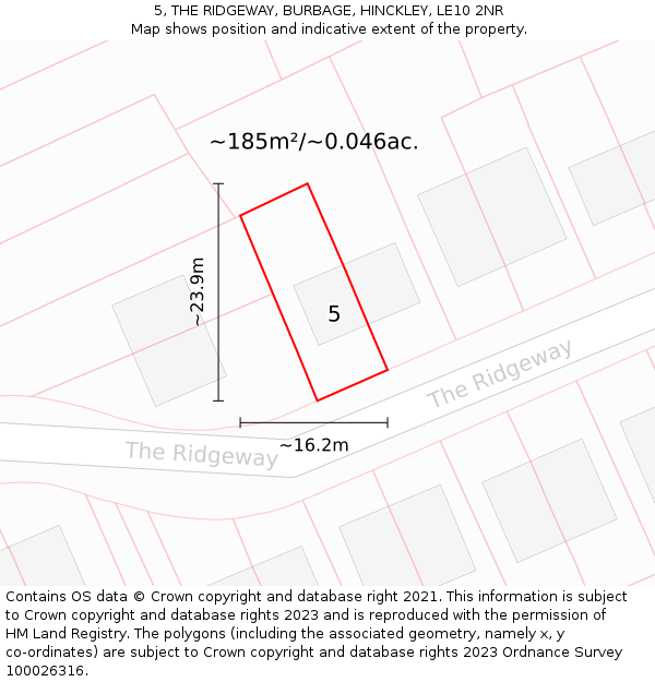 5, THE RIDGEWAY, BURBAGE, HINCKLEY, LE10 2NR: Plot and title map