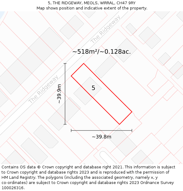 5, THE RIDGEWAY, MEOLS, WIRRAL, CH47 9RY: Plot and title map