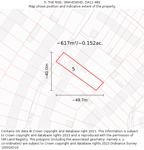 5, THE RISE, GRAVESEND, DA12 4BX: Plot and title map