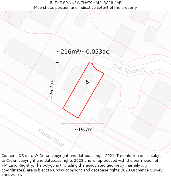5, THE SPINNEY, THATCHAM, RG18 4AB: Plot and title map