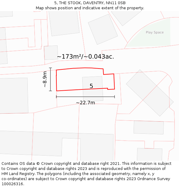 5, THE STOOK, DAVENTRY, NN11 0SB: Plot and title map