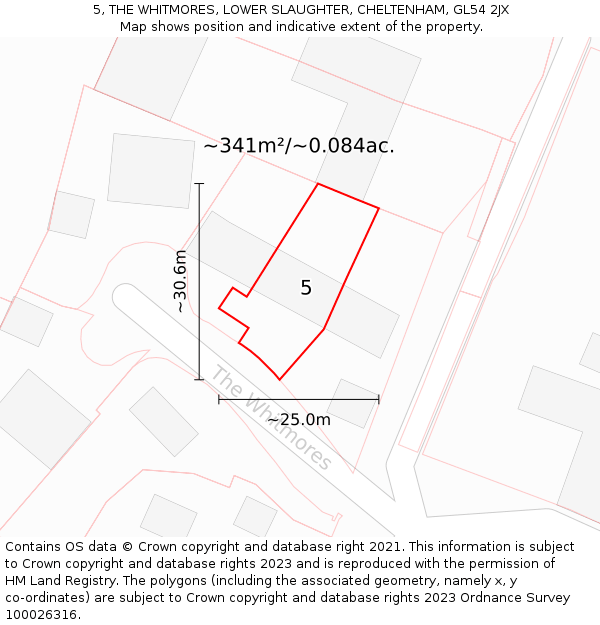 5, THE WHITMORES, LOWER SLAUGHTER, CHELTENHAM, GL54 2JX: Plot and title map