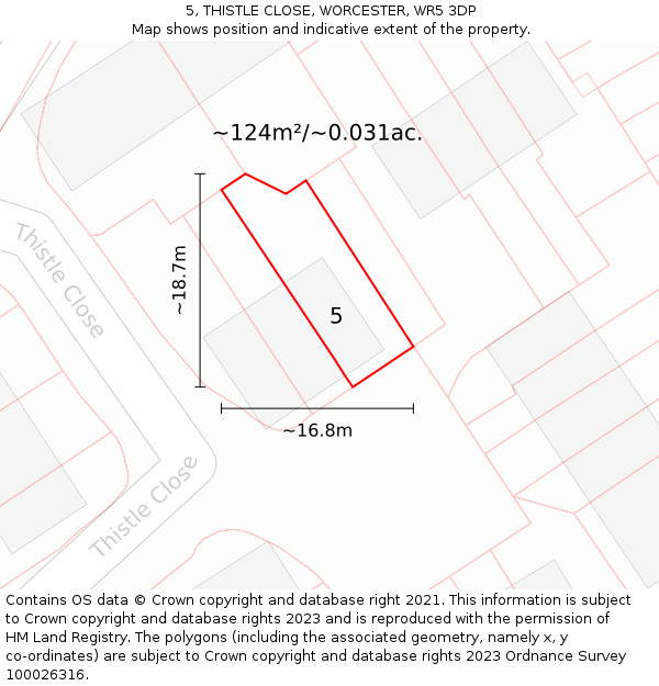 5, THISTLE CLOSE, WORCESTER, WR5 3DP: Plot and title map