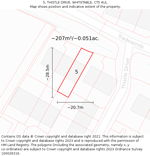 5, THISTLE DRIVE, WHITSTABLE, CT5 4UL: Plot and title map