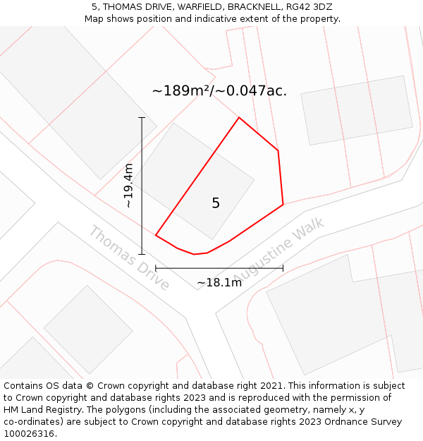 5, THOMAS DRIVE, WARFIELD, BRACKNELL, RG42 3DZ: Plot and title map