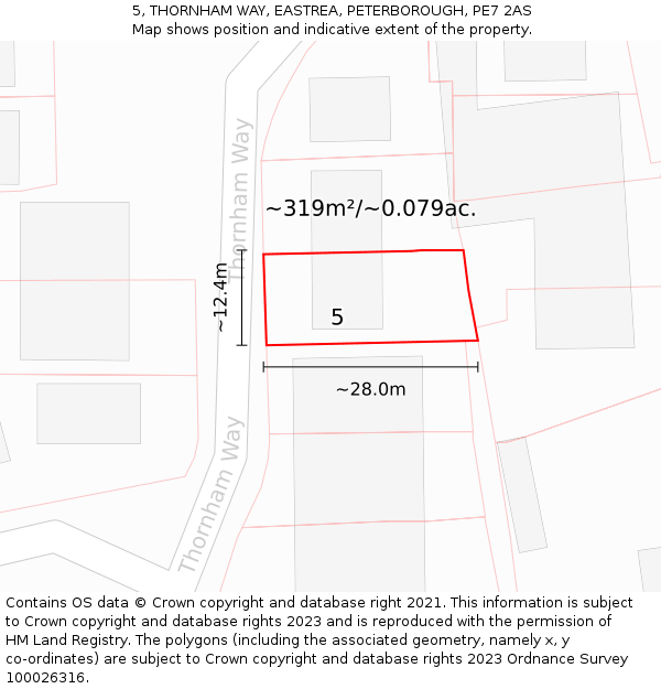 5, THORNHAM WAY, EASTREA, PETERBOROUGH, PE7 2AS: Plot and title map