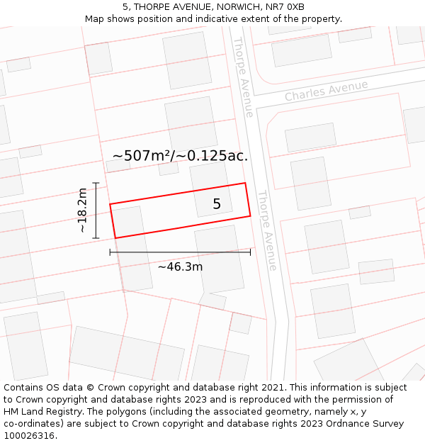 5, THORPE AVENUE, NORWICH, NR7 0XB: Plot and title map