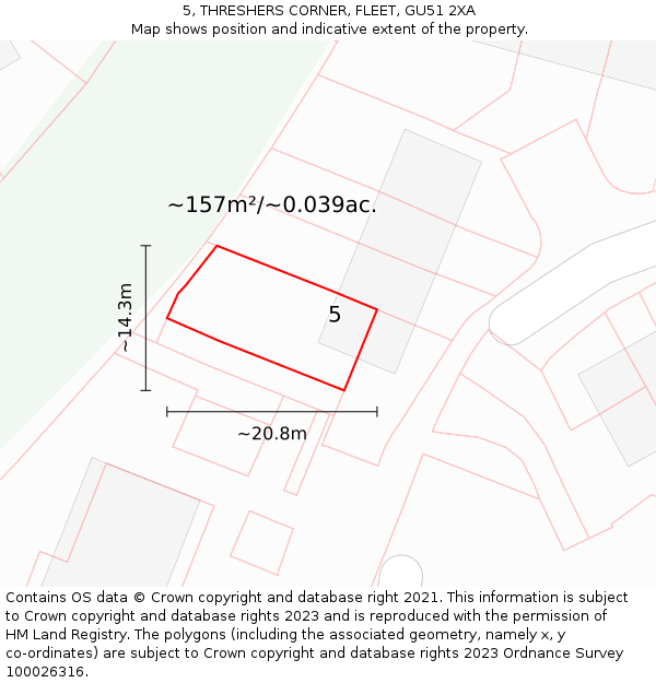 5, THRESHERS CORNER, FLEET, GU51 2XA: Plot and title map