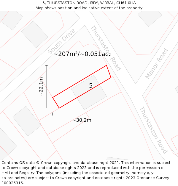5, THURSTASTON ROAD, IRBY, WIRRAL, CH61 0HA: Plot and title map