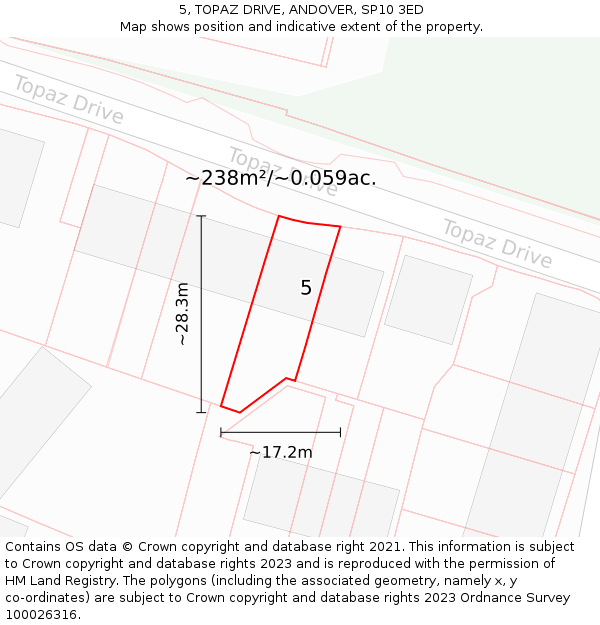 5, TOPAZ DRIVE, ANDOVER, SP10 3ED: Plot and title map