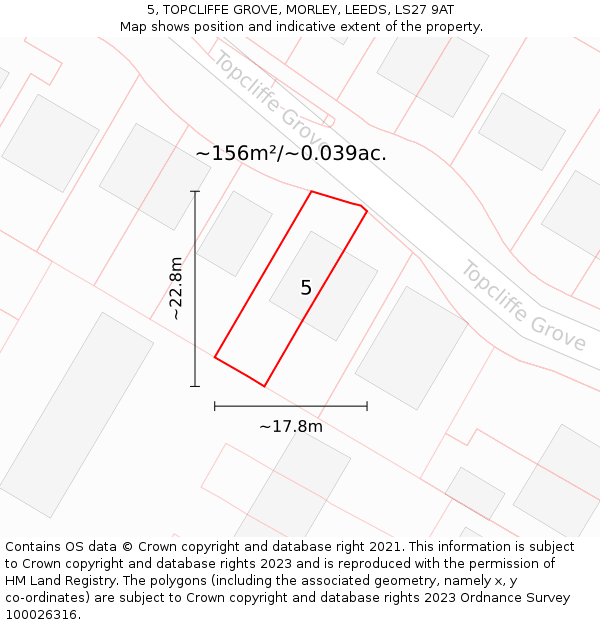 5, TOPCLIFFE GROVE, MORLEY, LEEDS, LS27 9AT: Plot and title map
