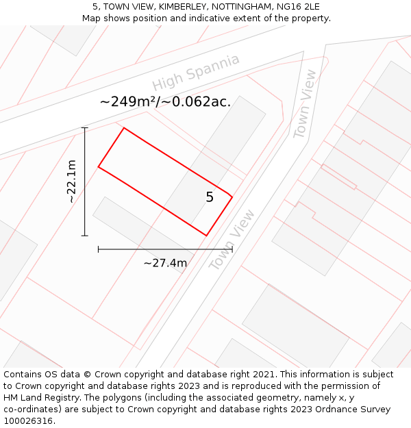 5, TOWN VIEW, KIMBERLEY, NOTTINGHAM, NG16 2LE: Plot and title map