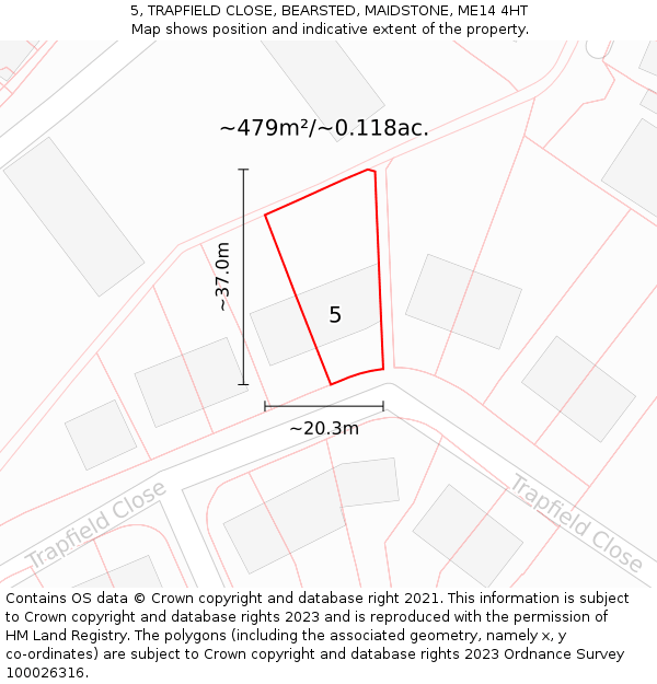 5, TRAPFIELD CLOSE, BEARSTED, MAIDSTONE, ME14 4HT: Plot and title map