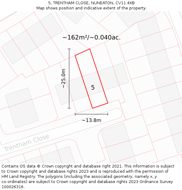 5, TRENTHAM CLOSE, NUNEATON, CV11 4XB: Plot and title map