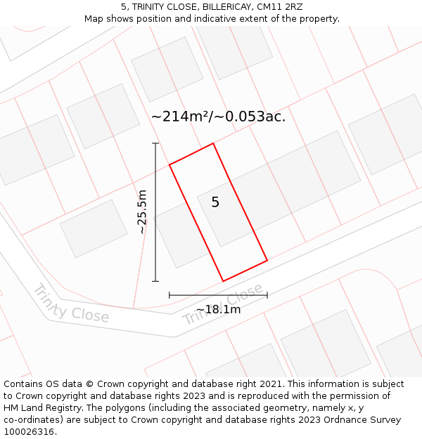 5, TRINITY CLOSE, BILLERICAY, CM11 2RZ: Plot and title map