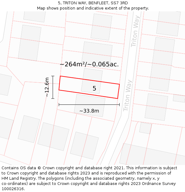 5, TRITON WAY, BENFLEET, SS7 3RD: Plot and title map
