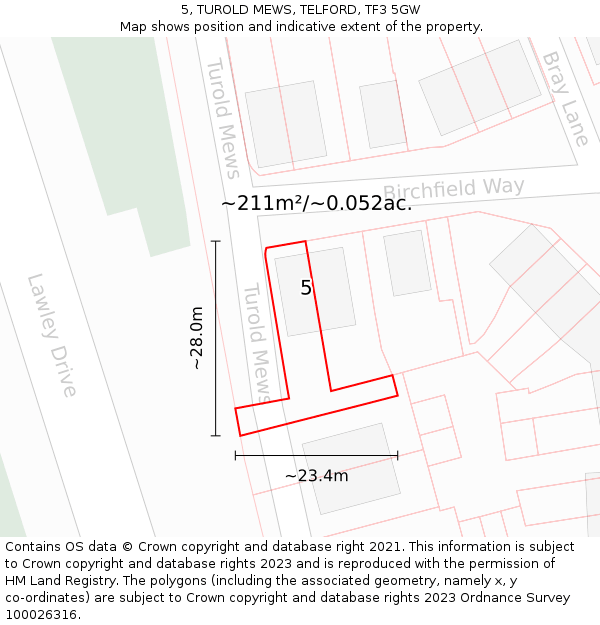 5, TUROLD MEWS, TELFORD, TF3 5GW: Plot and title map