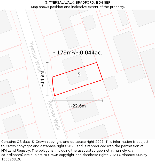 5, TYERSAL WALK, BRADFORD, BD4 8ER: Plot and title map