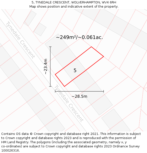 5, TYNEDALE CRESCENT, WOLVERHAMPTON, WV4 6RH: Plot and title map