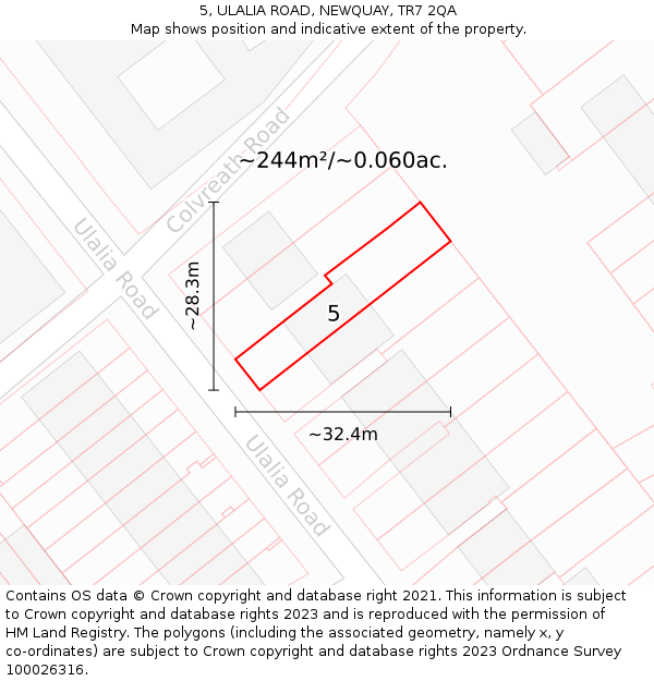 5, ULALIA ROAD, NEWQUAY, TR7 2QA: Plot and title map