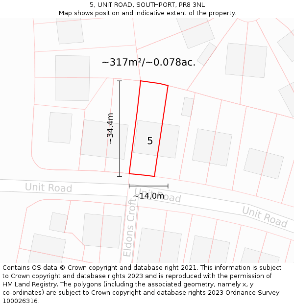 5, UNIT ROAD, SOUTHPORT, PR8 3NL: Plot and title map