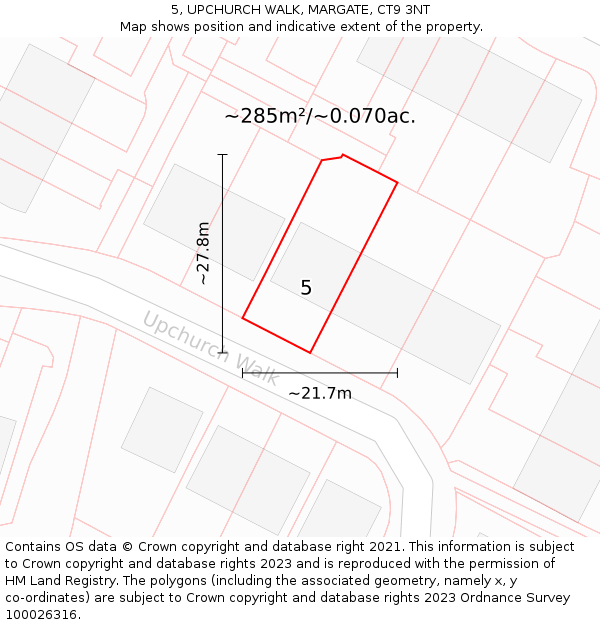 5, UPCHURCH WALK, MARGATE, CT9 3NT: Plot and title map