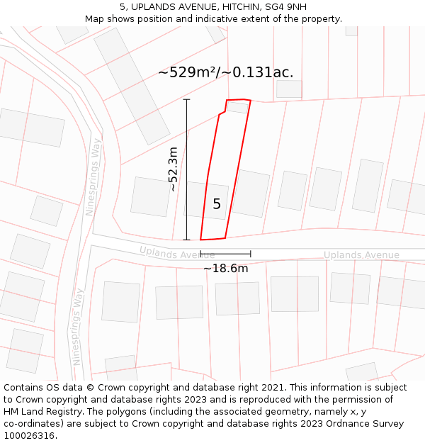 5, UPLANDS AVENUE, HITCHIN, SG4 9NH: Plot and title map