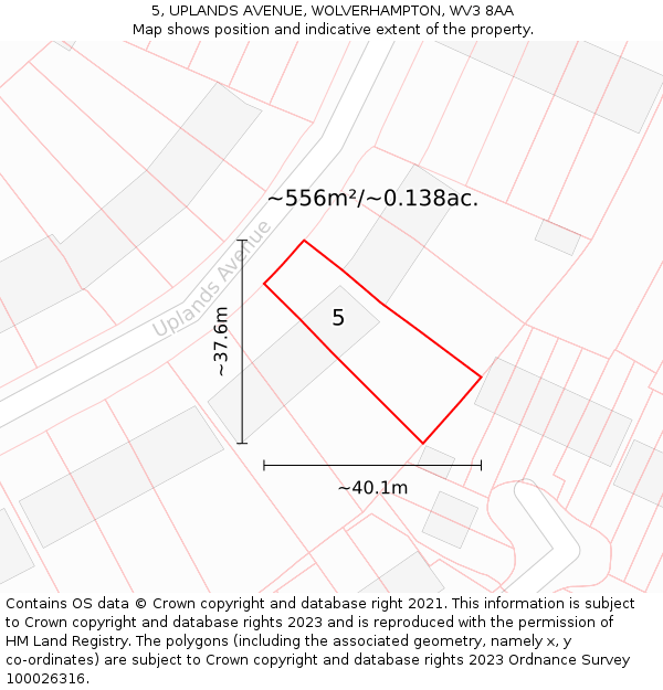 5, UPLANDS AVENUE, WOLVERHAMPTON, WV3 8AA: Plot and title map