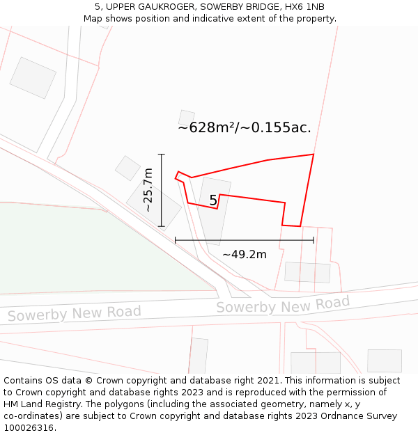 5, UPPER GAUKROGER, SOWERBY BRIDGE, HX6 1NB: Plot and title map