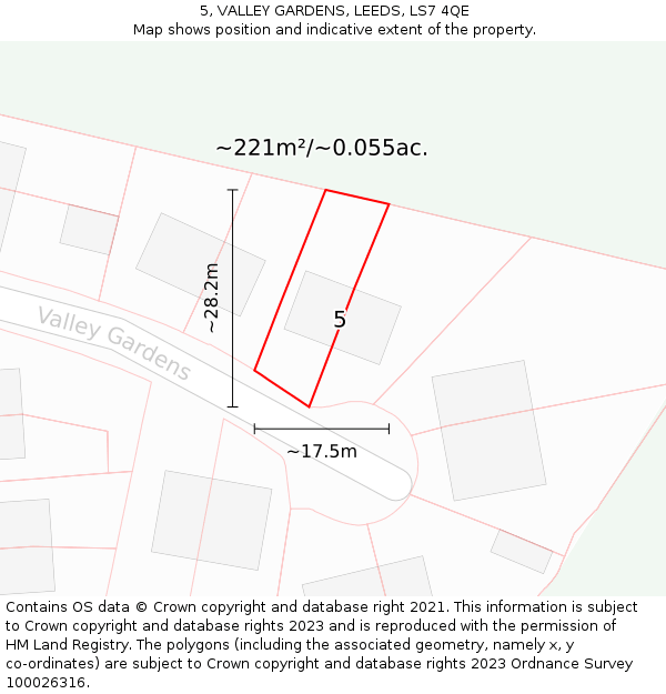 5, VALLEY GARDENS, LEEDS, LS7 4QE: Plot and title map