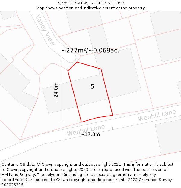 5, VALLEY VIEW, CALNE, SN11 0SB: Plot and title map