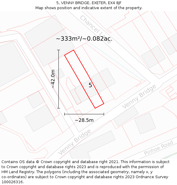 5, VENNY BRIDGE, EXETER, EX4 8JF: Plot and title map